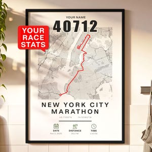 New York City Marathon Map Print, NYC Marathon Poster, Personalized Running Gift