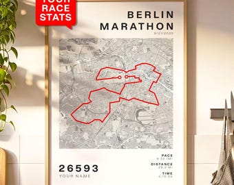 Berlin Marathon Map Print, Custom Run Route Poster, Personalized Race Gift