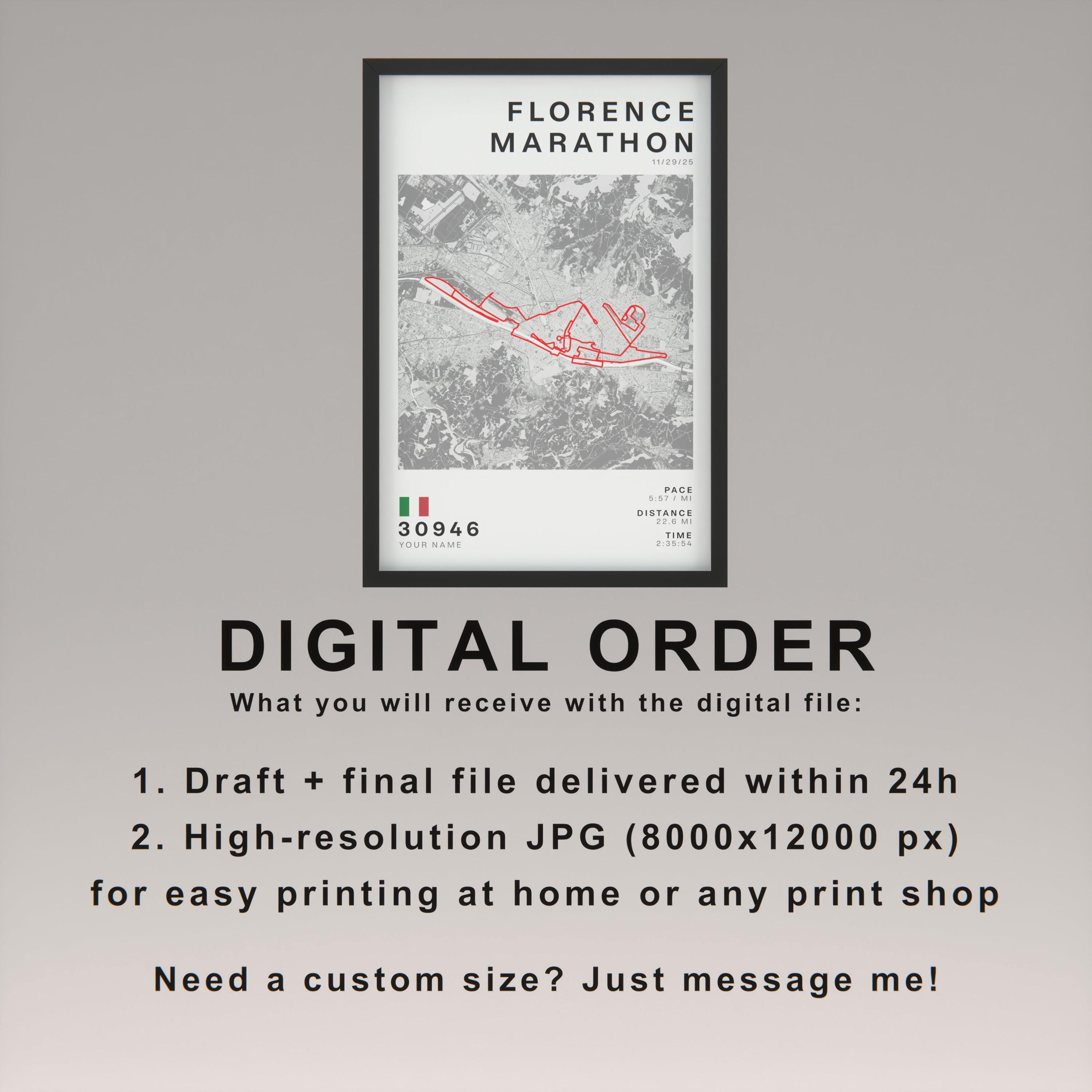 Personalized Florence Marathon Map Print – Custom Runner Gift - Etsy