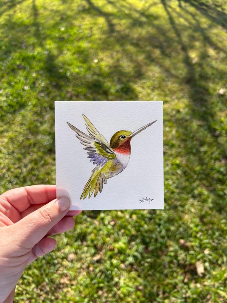 Hummingbird Watercolor Art, Bird Illustration image 5