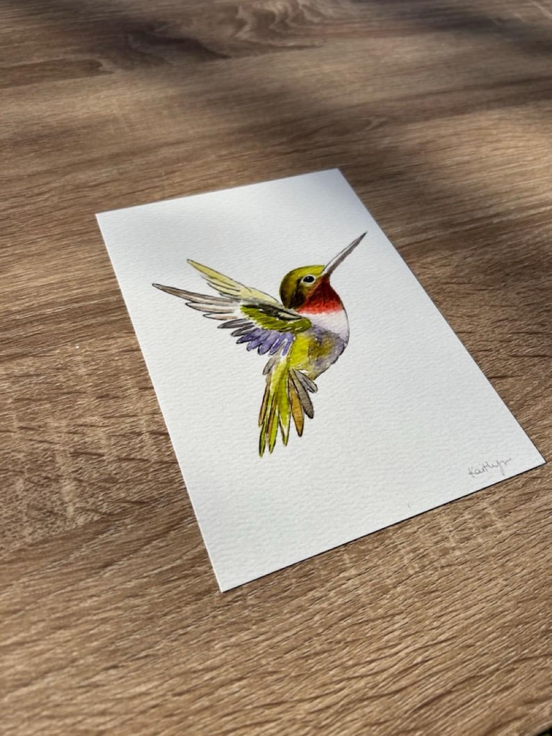 Hummingbird Watercolor Art, Bird Illustration image 2