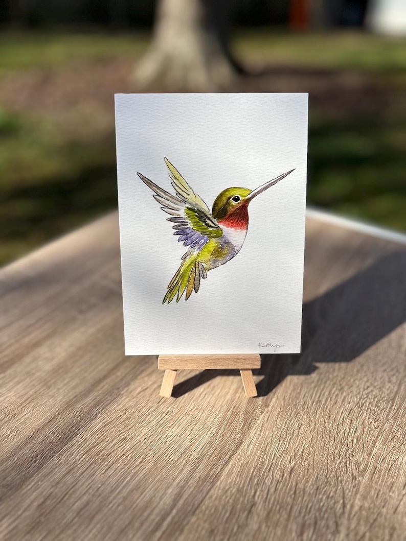 Hummingbird Watercolor Art, Bird Illustration image 6