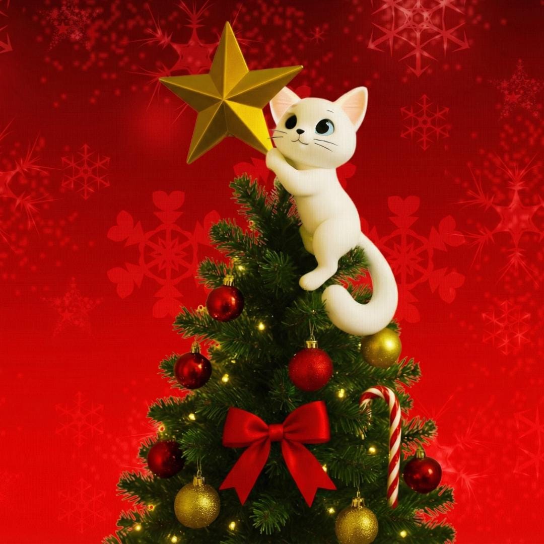 Meowy Christmas Cat Tree Topper – Holiday Ornament | 3D Printed - Etsy