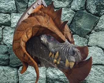 Trofeo del Dragón Titán: Decoración de pared de fantasía / Pintado a mano / Impreso en 3D / Regalo para el Día del Padre