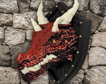 Soporte de pared con cabeza de dragón auténtico: trofeo de decoración fantástica / impresión 3D / regalo para el Día del Padre