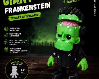 Frankenstein 8.5" Articulated 3D Printed Halloween Figurine: Spooky Monster Toy