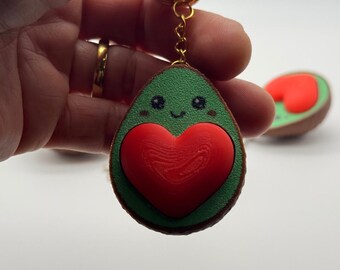 Avocado Heart Fidget Clicker: 3D Printed Stress Relief Keychain Valentine's Day Gift