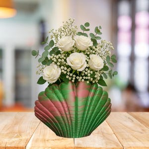 Seashell Shell Vase, Planter 3D Printed – Nautical Beach Decor for Home & Kitchen and more.