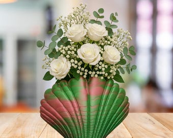3D Printed Seashell Vase, Coastal Nautical Decor | Valentine's Day Gift