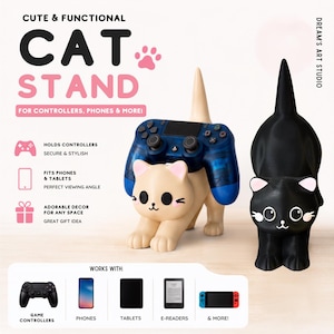 3D Gedruckter Katzenhalter: Gaming Controller, Smartphone, Tablet Ständer