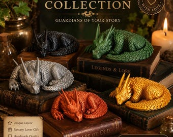 Estante de livros Dragão Adormecido, Cantinho de Leitura, Suporte para Livros: Decoração Fantástica Impressa em 3D | Presente para o Dia dos Pais