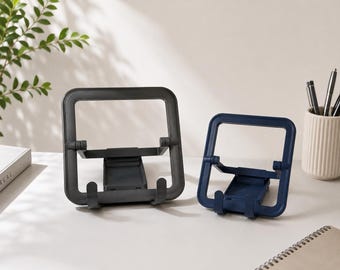 Soporte versátil para libros y tabletas: diseño ajustable y portátil para lectura, visualización y uso ergonómico, impreso en 3D.