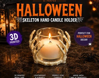 Candle Holder Skeleton Hands 3D Printed: Spooky Halloween Decor