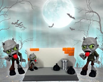 Figuras de zombis impresas en 3D con escenas de basura / Miniaturas de terror de Halloween para coleccionistas y dioramas
