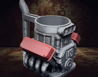 V8 Engine Can, Bottle, Pen, Brush Holder | Hand-Painted | Fathers Day Gift