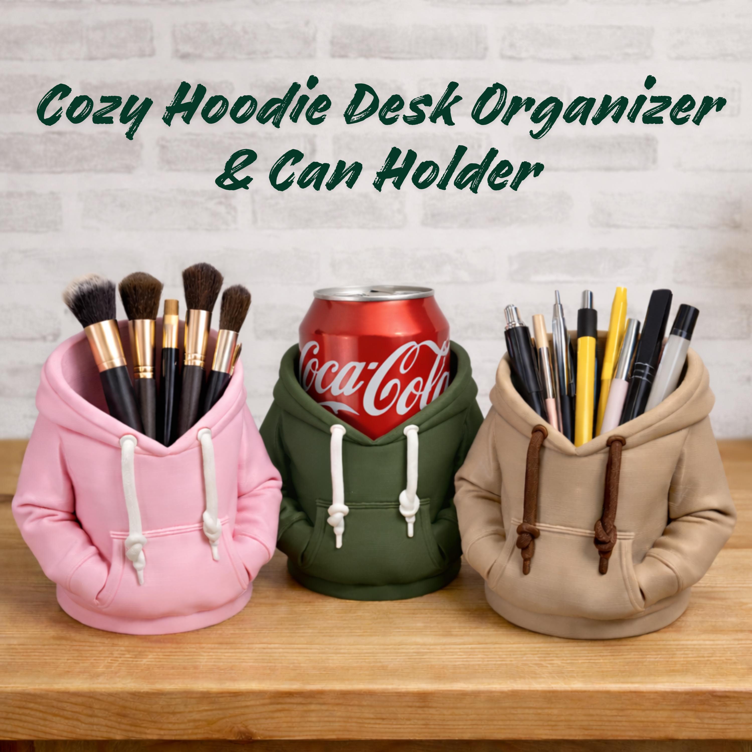 3D Printed Hoodie Desk Organizer Pen, Brush & Can Holder