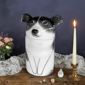 Personalised Dog Urn with name. Semi-Spherical Ceramic Urn with Open Eyes. Made to Order with or without name. Pet Memorial Keepsake.