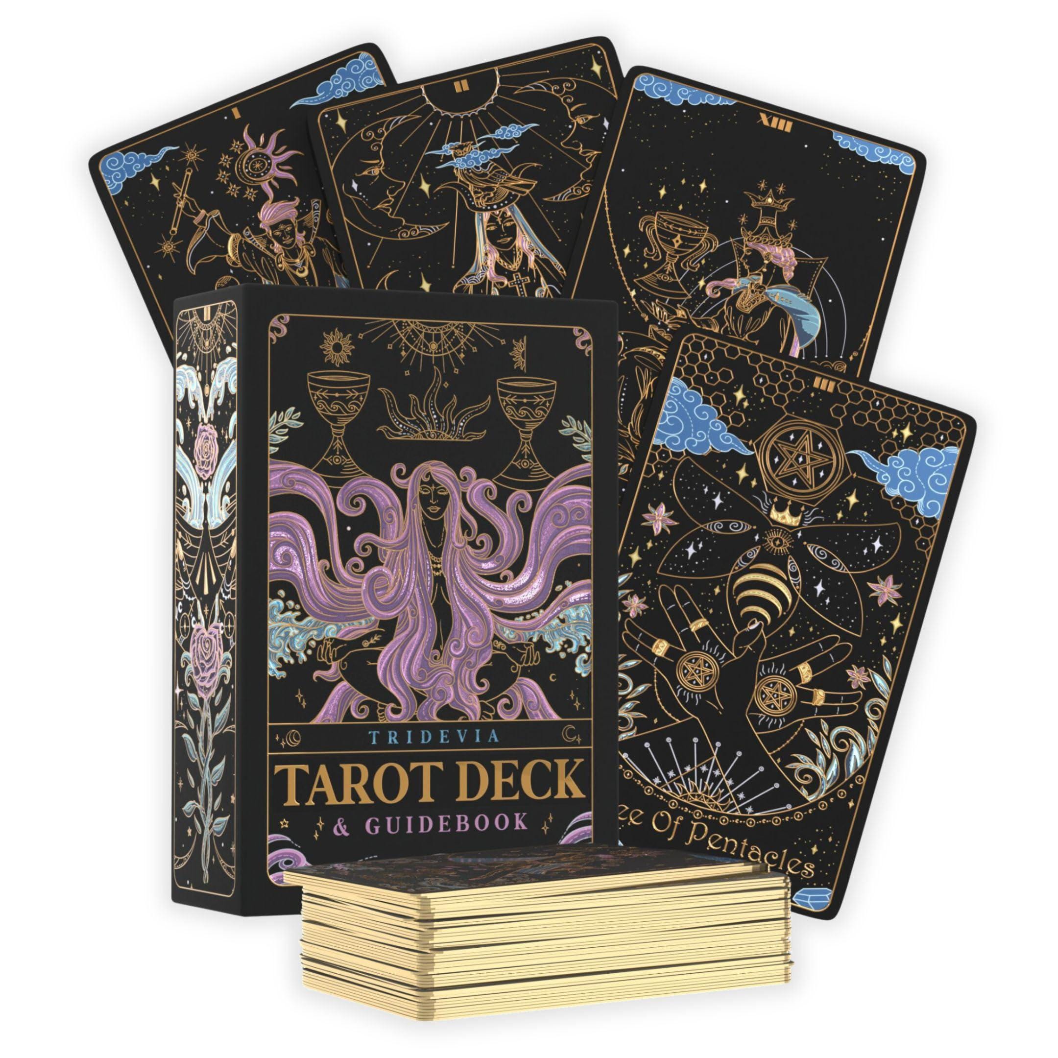 Tridevia Golden Foil 78-card Tarot Deck With Enlightening