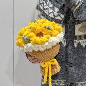 Sunflower Crochet Bouquet Pattern - DIY handgemachtes Geschenk für Hochzeiten, Wohnkultur, Valentinstag und besondere Anlässe