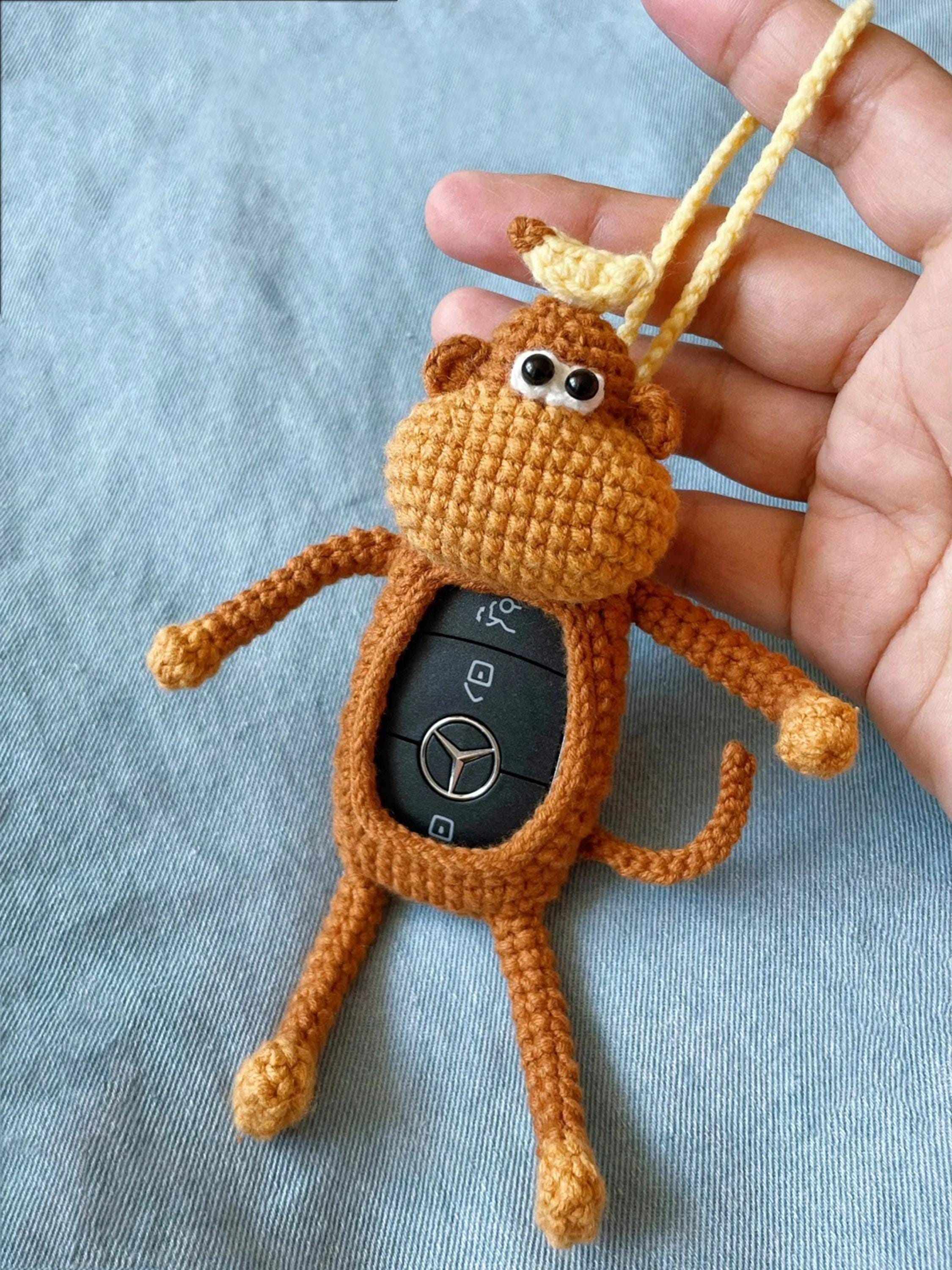 Crochet Monkey Car Key Cover Pattern Cute Keychain DIY Gift