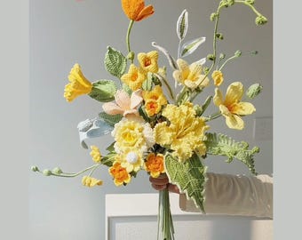 VIDEOS! Häkelblumenstrauß-Anleitung: 15-in-1-Blumenarrangement (PDF Download)