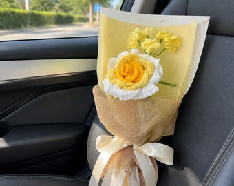 Set mit 11 handgefertigten Häkelblumensträußen im gemischten Stil, Forever Yarn Floral Mix, mehrfarbiges Strickblumen-Geschenkpaket
