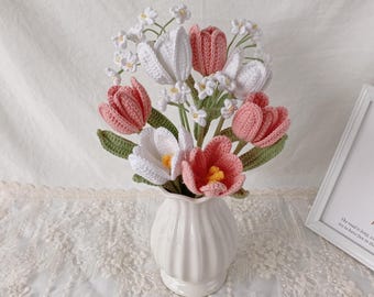 2-in-1 Crochet Tulip Bouquet Pattern: Valentine's Day Floral DIY (PDF Pattern)