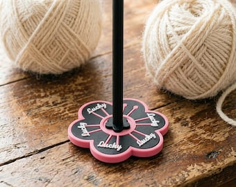3D gedruckter Blumen-Garnspinner mit Perlen-Lanyard, niedlicher Blumen-Garnhalter, tragbares Anti-Tangle-Strick- und Häkelwerkzeug