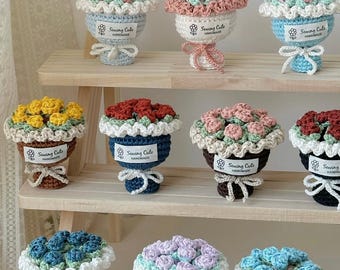 Mini Rosenstrauß Häkelanleitung | Blumenschmuck PDF | DIY Home Decor Tutorial