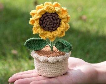 鉢植えのひまわりの編みぐるみ PDF かぎ針編みパターン サンシャイン