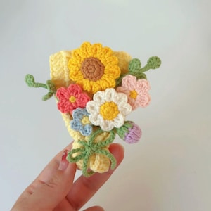 Süßer Mini Frühlingsblumenstrauß Häkelanleitung | Blumenschmuck PDF | DIY Home Decor Tutorial | Anfängerfreundlich