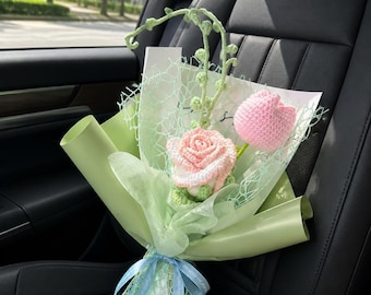Set mit 11 handgefertigten Häkelblumensträußen im gemischten Stil, Forever Yarn Floral Mix, mehrfarbiges Strickblumen-Geschenkpaket