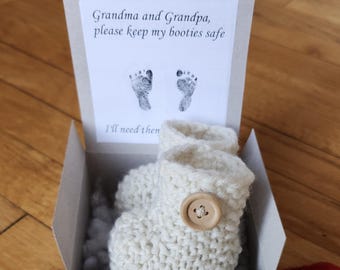 Zwangerschapsonthulling voor ouders, babyslofjes, neutrale slofjes, zwangerschapsaankondiging, onthullende slofjes, doos onthullende baby, newborn slofjes