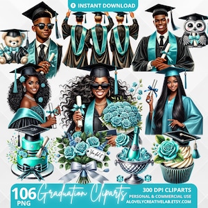 Graduation Clipart Bundle, Class of 2025, Black Girl Graduate PNG, Luxe Black & Gold Graduation Sublimation, Congrats Grad Instant Download