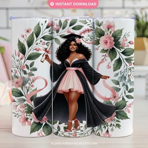 Pink Graduation Tumbler Wrap, Coquette Gift for Senior Grad, 20oz Skinny Tumbler Sublimation Design, Class of 2025 Tumbler Wrap PNG Digital
