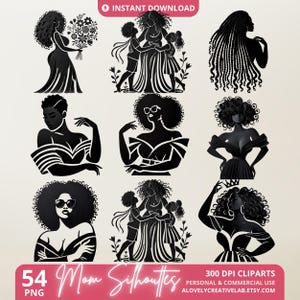 Arte delle donne nere, pacchetto di sublimazione di lusso, clipart di mamma che prega, donne melanate, PNG per la festa della mamma, donne afroamericane, uso commerciale