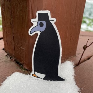 Penguin Plague Doctor Vinyl Water Resistant Sticker In Sizes of 2in 3in 4in 5in 6in