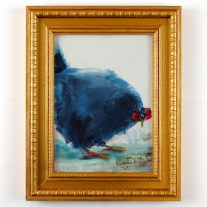 Chicken Original Oil Painting: Hand-Painted Farmyard Bird Oil Artwork, Country Kitchen or Gallery Wall Decor, Farmhouse Hen Wall Art.