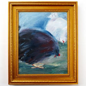 Two Hens Oil Painting: Hand-Painted Chicken Artwork, Kitchen Gallery Wall Art, Hand-Painted Kitchen Nook Fine Art, Original Oil Painting
