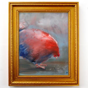 Chicken Oil Painting: Hand-Painted Hen Artwork for Kitchen or Dining Room, Original Oil Painting