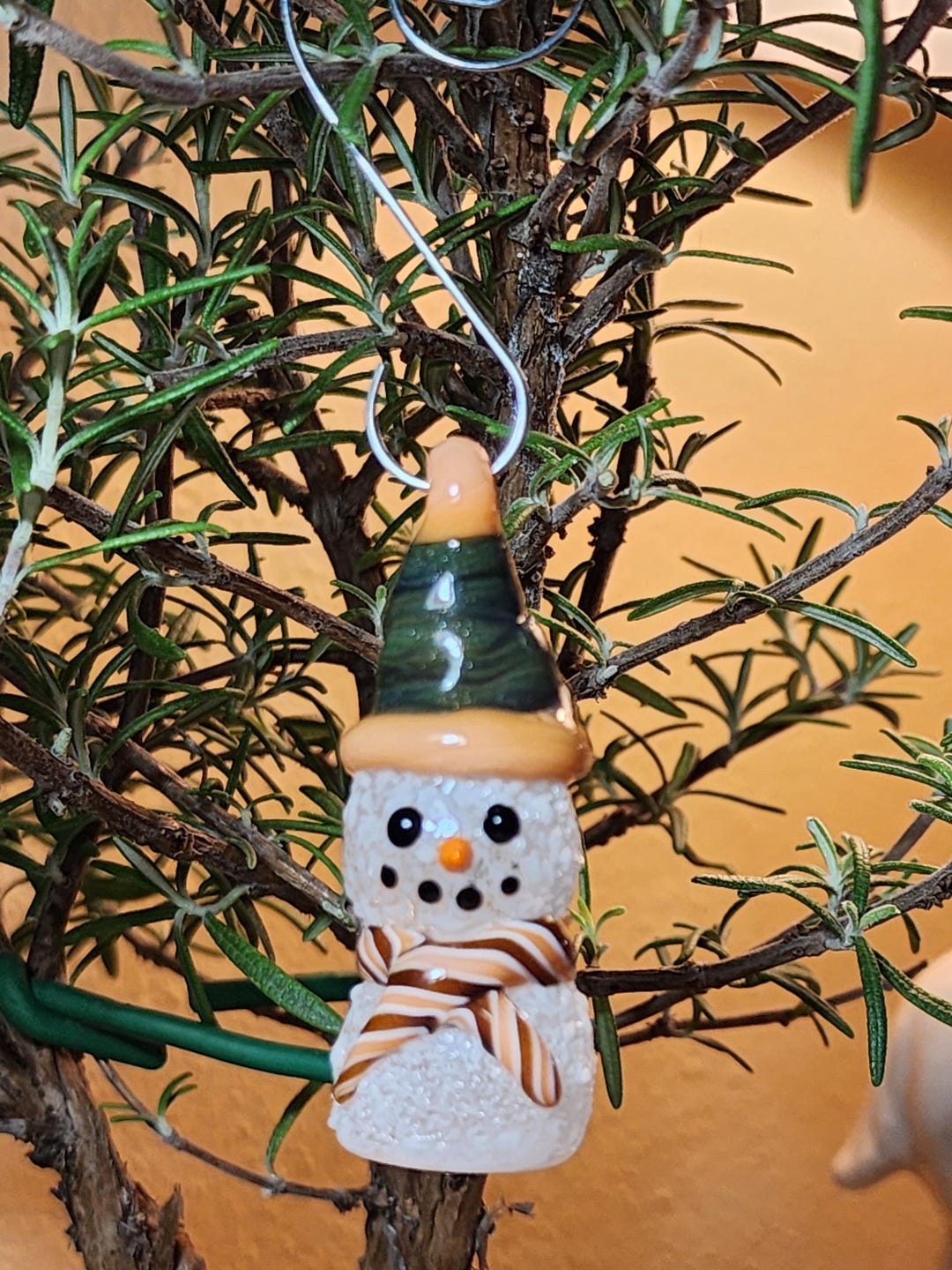 Handmade Art Glass Snowman Figurine Ornament Christmas Tree Decoration ...