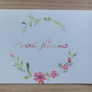 carte "merci Nounou", peinte à la main à l'aquarelle