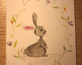 Aquarellkarte, Osterhase