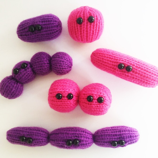 Knit your own Gram Positive and Negative Bacilli (pdf knitting pattern)