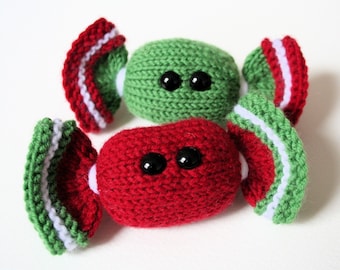 Knit your own friendly Christmas candy (pdf pattern)