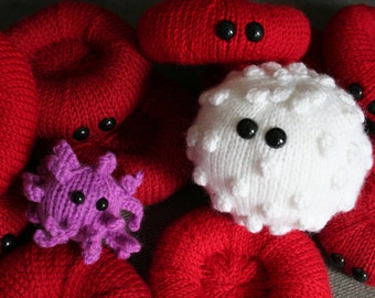 Blood Plush Collection - Red and White Blood Cells and an Activated Platelet