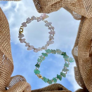 Crystal Bracelets - Hand-made Bracelet - Rose Quarts Bracelet - Green Aventurtine Braclet - Beaded Jewlery - Homemade gift for Her