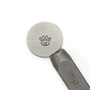 Design Stamp -  Paw Print with Heart 6mm Metal Stamp