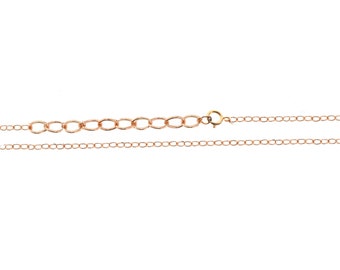 18 inch with 2 inch extender 14K Rose Gold-Filled 1.2mm Finished Cable Chain -READY TO WEAR  adjustable 18 to 20 inches!