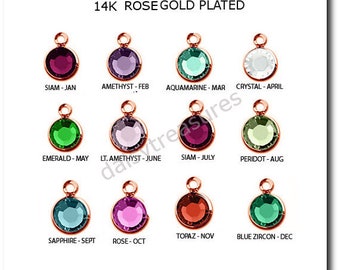 New! ROSE GOLD- 5 pcs of January through December ROSEGOLD birthstones - total 60 pcs -New Low Price -Wholesale price! .58 cents each!